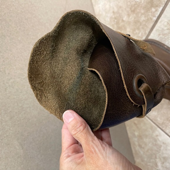 Trippen USA Sz 6(36)Brown Leather Tall Biker Boots Buckle Strap Zip Up Women's - Picture 12 of 16